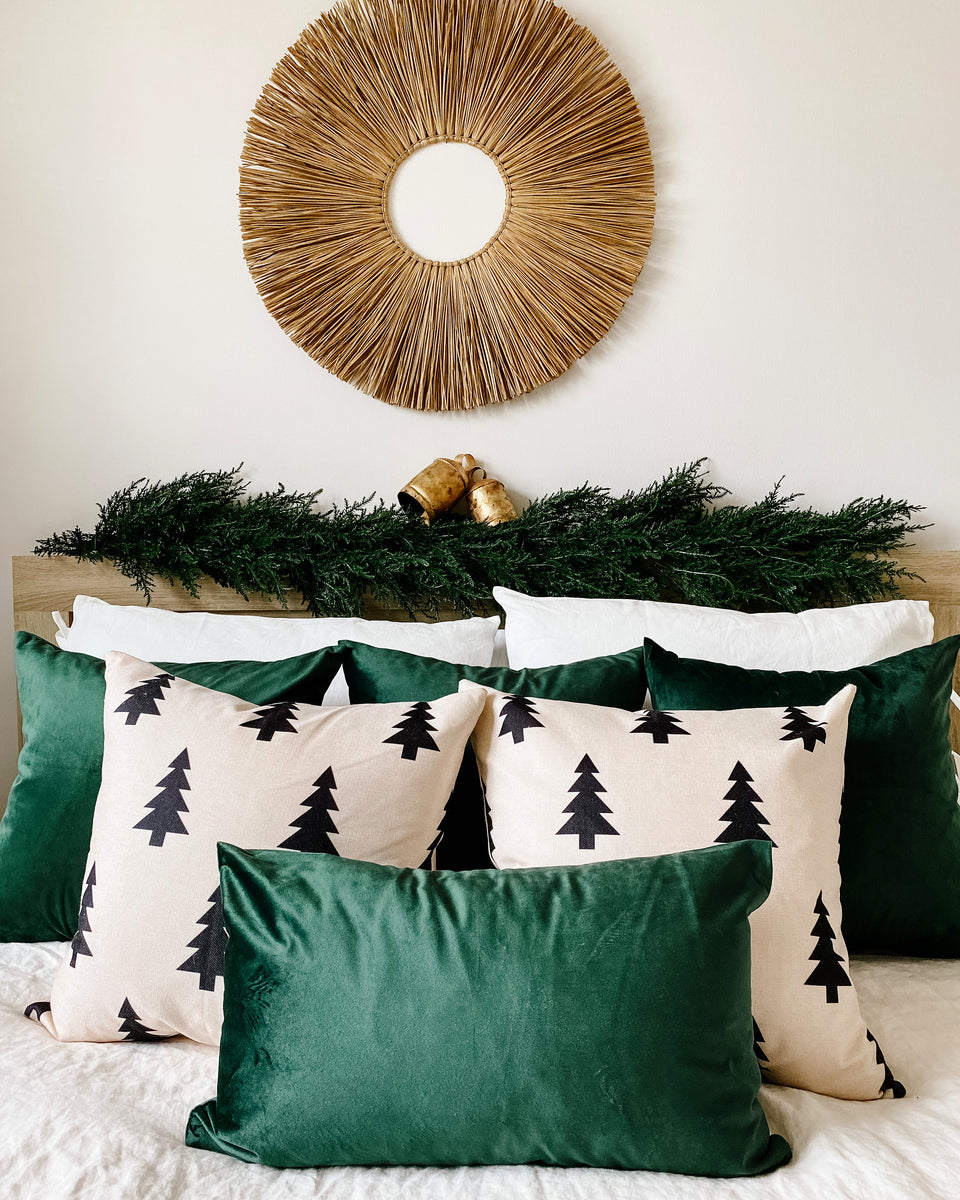 Hunter green velvet pillow sale