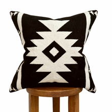 Load image into Gallery viewer, Aztec pillow cover, Tribal pillow cover, Black and cream aztec pillow cover, southwestern pillow cover