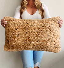 Load image into Gallery viewer, Bali Jute Lumbar Outdoor Pillow Cover, 12x20&quot;