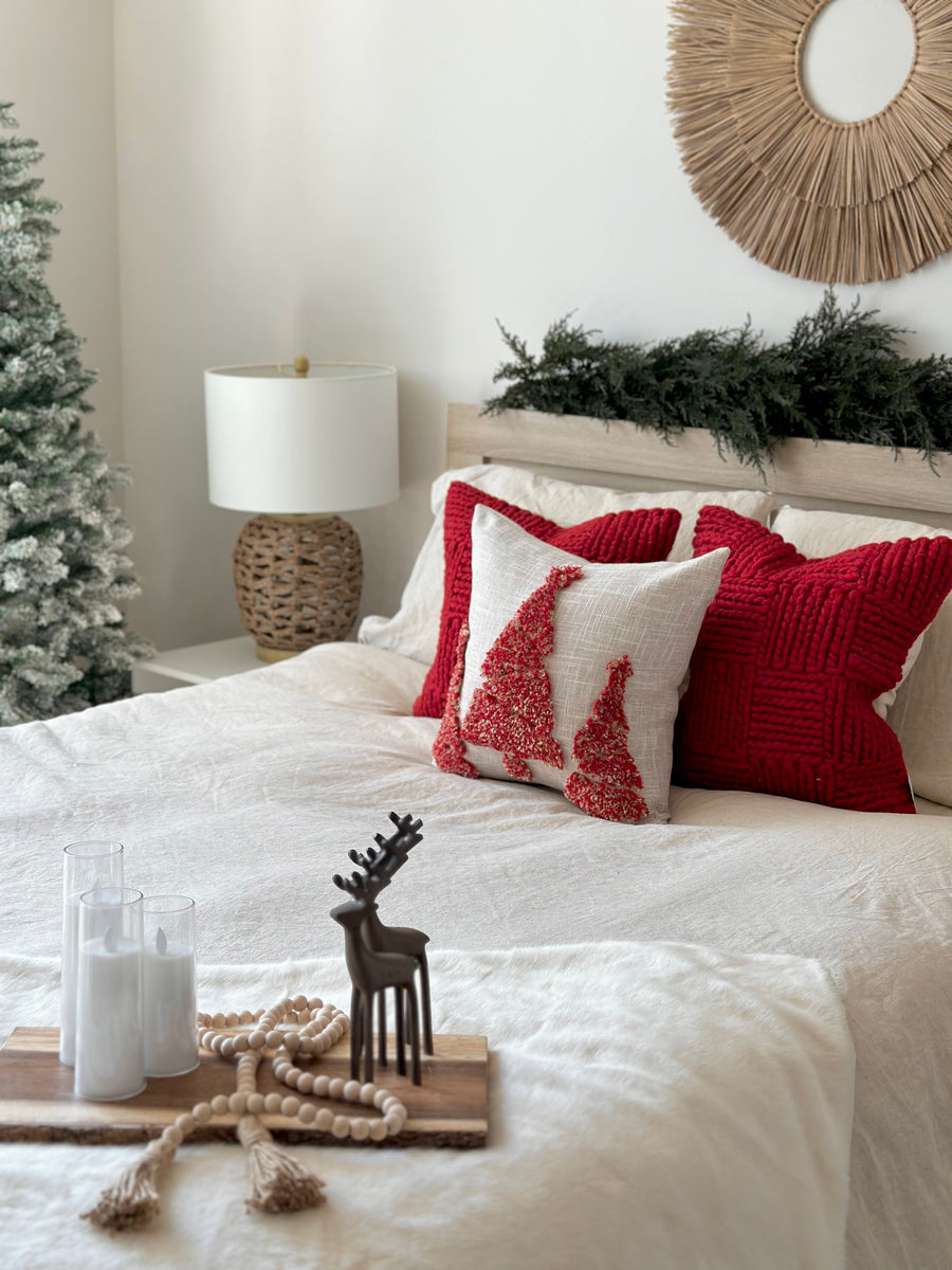 Red Christmas Tree Pillow Cover – Busa Designs