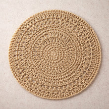 Load image into Gallery viewer, Handcrafted Natural Jute Placemat | 15” Round Scalloped Woven Placemat