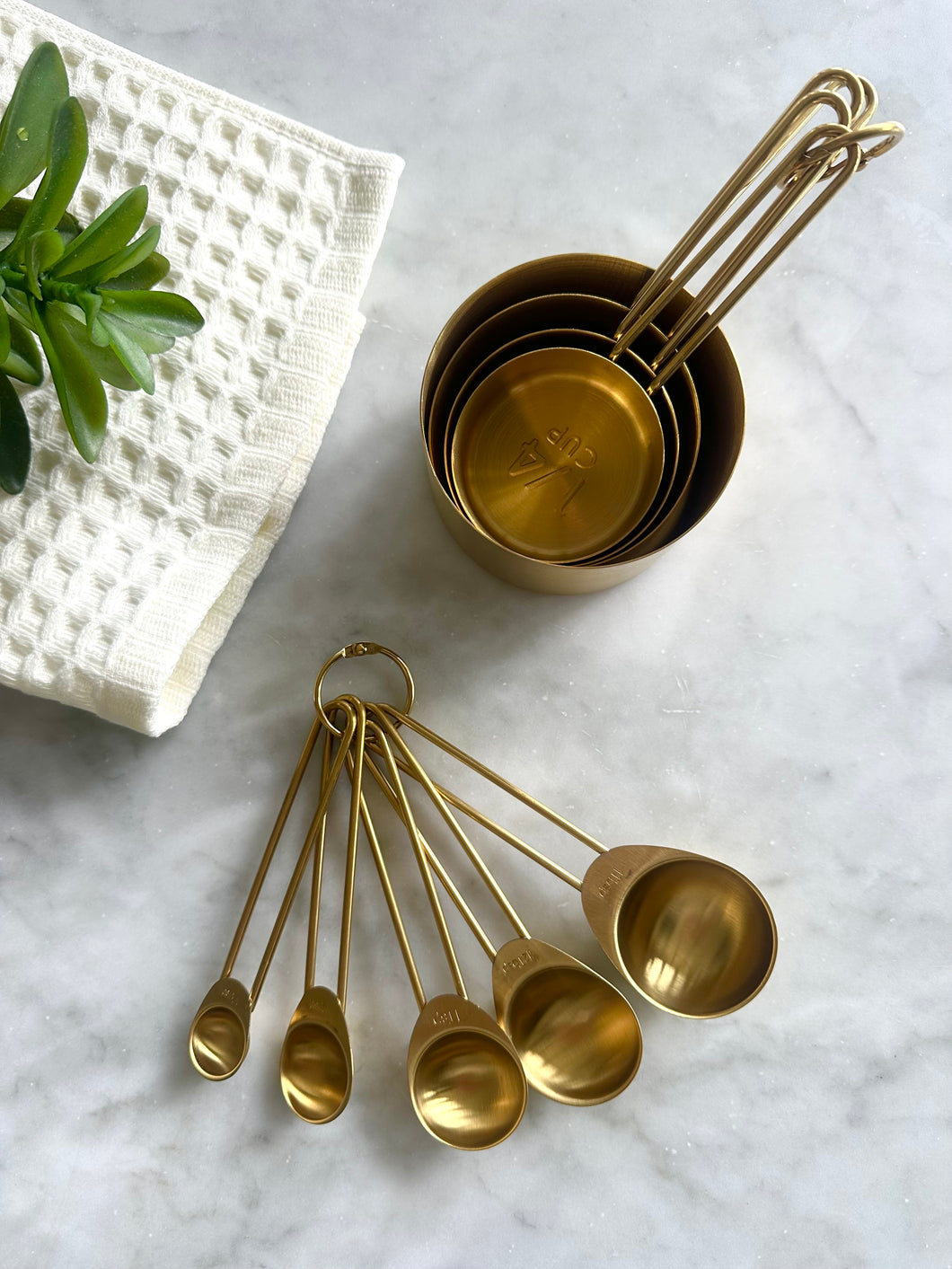Solid Gold Measuring Cups & Spoons, Set of 8