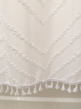 Load image into Gallery viewer, White Tufted Chevron Shower Curtain