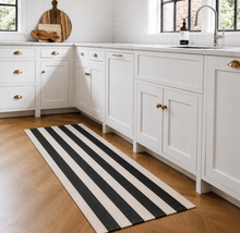 Load image into Gallery viewer, Bellagio Black &amp; Cream Runner Rug