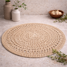 Load image into Gallery viewer, Handcrafted Natural Jute Placemat | 15” Round Scalloped Woven Placemat