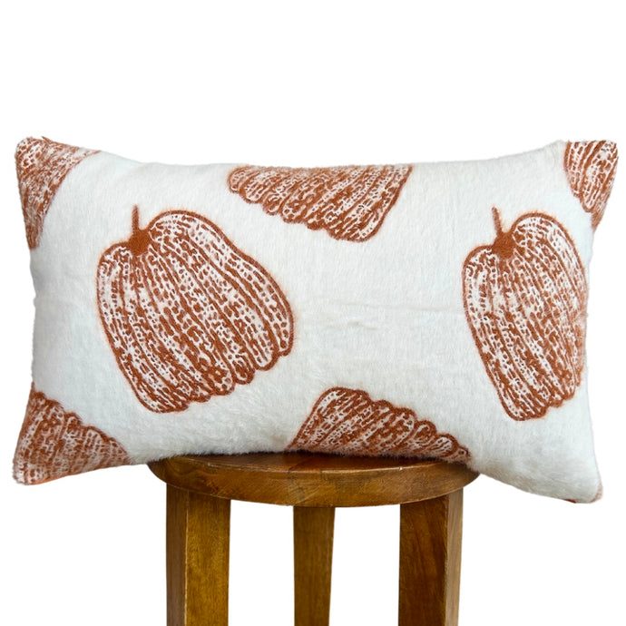 White pumpkin lumbar pillow cover