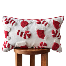 Load image into Gallery viewer, Candy Cane &amp; Santa Hat Lumbar Pillow Cover