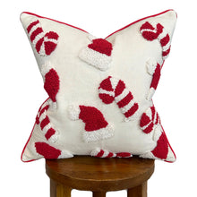 Load image into Gallery viewer, Candy Cane &amp; Santa Hat Pillow Cover