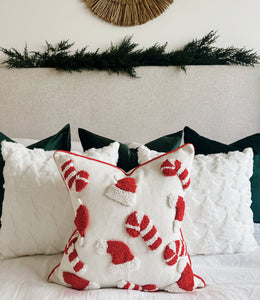 Candy Cane & Santa Hat Pillow Cover