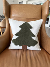 Load image into Gallery viewer, Forest Green Tufted Christmas Tree Pillow Cover