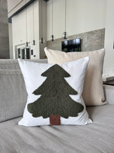 Load image into Gallery viewer, Forest Green Tufted Christmas Tree Pillow Cover