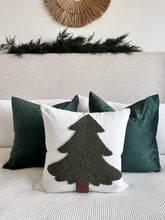 Load image into Gallery viewer, Forest Green Tufted Christmas Tree Pillow Cover