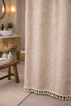 Load image into Gallery viewer, Valencia Tufted Beige Shower Curtain