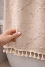 Load image into Gallery viewer, Valencia Tufted Beige Shower Curtain