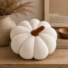 Load image into Gallery viewer, 11” Jumbo Sherpa Ivory Pumpkin Pillow