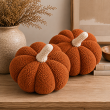 Load image into Gallery viewer, 11” Jumbo Sherpa Orange Pumpkin Pillow