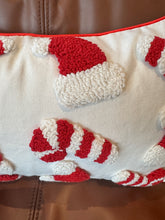 Load image into Gallery viewer, Candy Cane &amp; Santa Hat Lumbar Pillow Cover