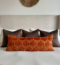 Load image into Gallery viewer, Oversized Burnt Orange Pumpkin Lumbar Pillow Cover 14x36”