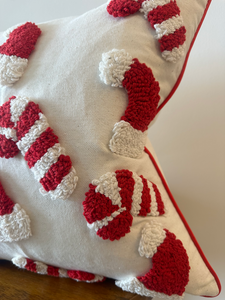 Candy Cane & Santa Hat Pillow Cover