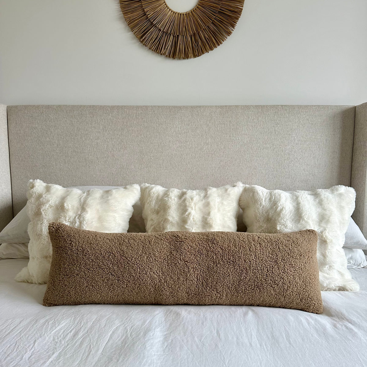Burlington Oversized Lumbar Pillow Cover | Extra Long Taupe Pillow Busa ...