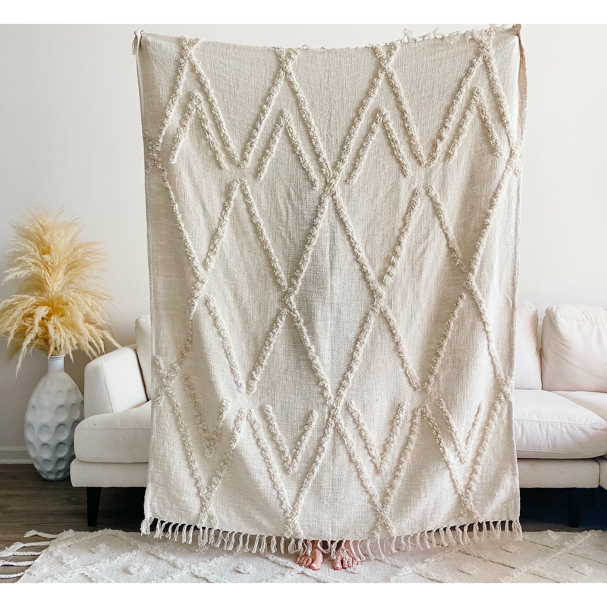 Boho Throw Blanket with Fringe Busa Designs Maya Throw Blanket