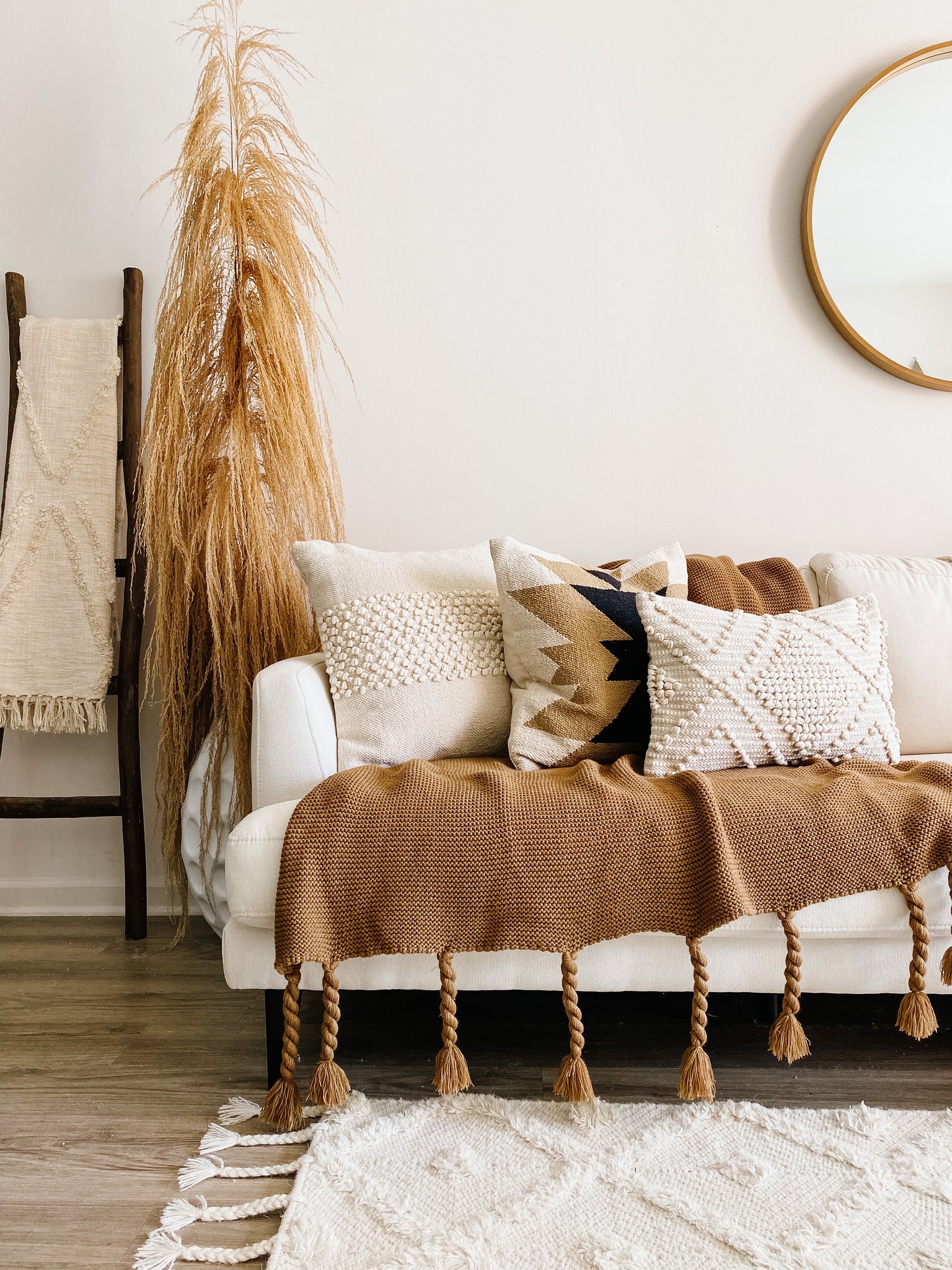 Beige Embroidered Textured Lumbar Pillow Cover Busa Designs