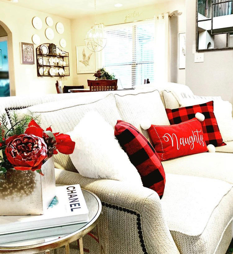 Valentines Day Pillow Covers, Red Buffalo Plaid Check Decor