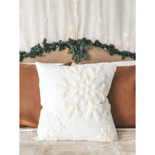 Load image into Gallery viewer, Ivory Embroidered Snowflake Pillow Cover