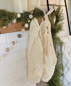 Ivory Knitted Christmas Stocking